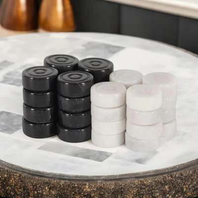 Archaia Marble Checkers Piece Set, White / Black