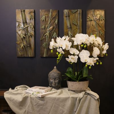 Lunaria Artificial Phalaenopsis Orchid in Concrete Pot, 78cm