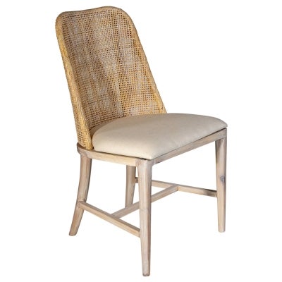 Tambra Mindi Wood & Rattan Dining Chair, Whtie Wash