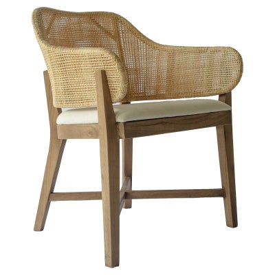Oxbury Rattan & Mindi Wood Carver Dining Chair, Natural