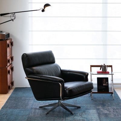 Omes Leather Swivel Armchair