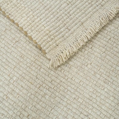 Herringbone Matrix Hand Knotted Wool Rug, 365x457cm, Off White