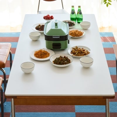 Eiros Boxwood & Stainless Steel Dining Table with Sintered Stone Top, 140cm