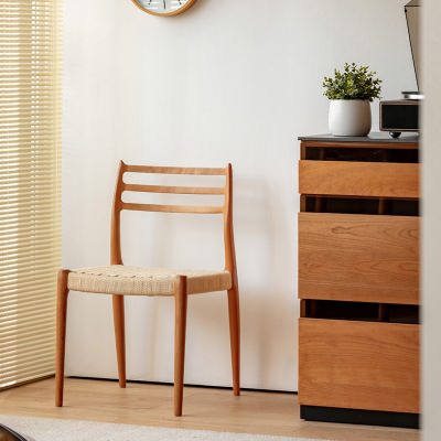 Akio American Cherrywood & Woven Cord Dining Chair