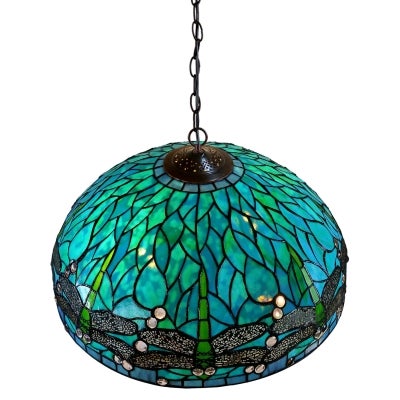 Sylvia Dragonfly Tiffany Style Stained Glass Pendant Light