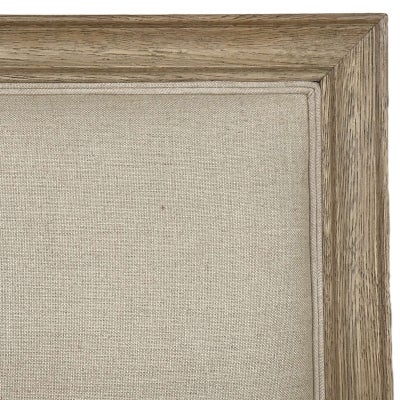 Abbey Linen & Oak Timber Bed Headboard, King, Weathered Oak / Oatmeal