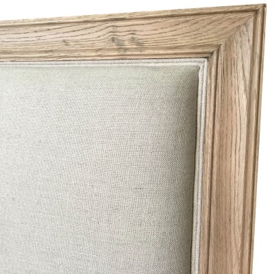 Abbey Linen & Oak Timber Bed Headboard, Queen, Weathered Oak / Oatmeal