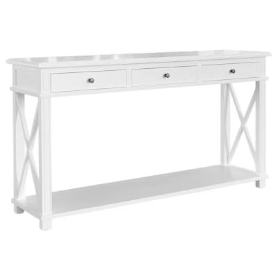 Phyllis Birch Timber 3 Drawer Console Table, 150cm, White