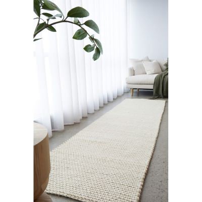 Harlow Cove Hand Loomed Wool & Jute Runner Rug, 400x80cm, Cream