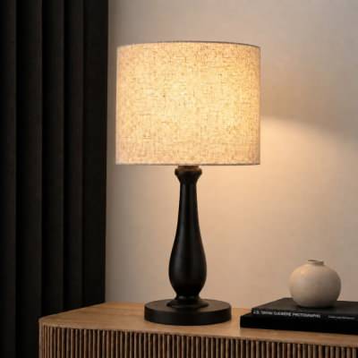 Hommer Iron Base Table Lamp, Black / Beige