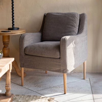 Henry Fabric Slip Cover Carver Chair, Grey