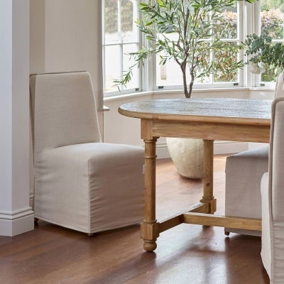 Ellie Fabric Slip Cover Dining Chair, Light Beige