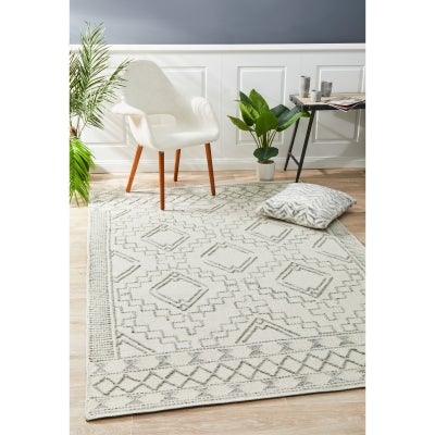 Hudson Blaze Wool Rug, 190x280cm, Ivory