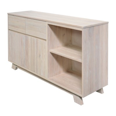 Harold Mountain Ash Timber 2 Door 2 Drawer Buffet Table, 160cm, White Wash