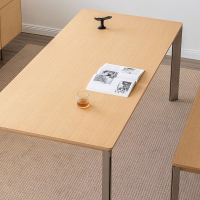 Estor American White Oak & Stainless Steel Dining Table, 200cm