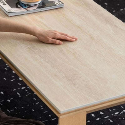 Osis Sintered Stone Top American White Oak Coffee Table, 120cm