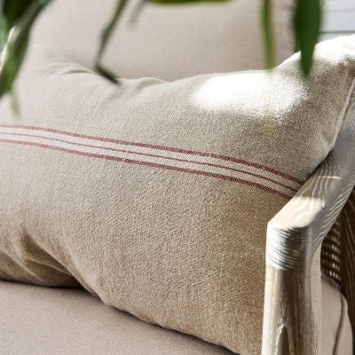 Celindra Linen Lumbar Cushion Cover, Beige / Red