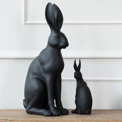Harold the Hare Resin Sculpture, Style B, Large, Black
