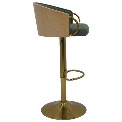 Jensen Fabric & Metal Gas Lift Swivel Counter / Bar Stool, Green / Gold