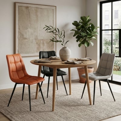 Cessia PU Leather Dining Chair, Terracotta