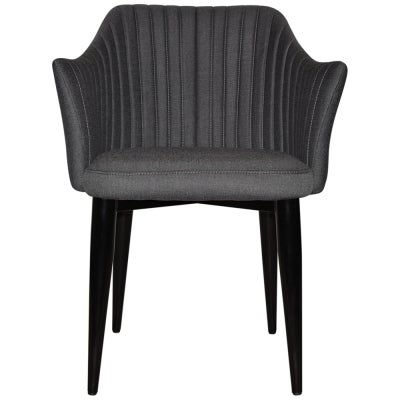 Coogee Commercial Grade Gravity Fabric Dining Armchair, Metal Leg, Slate / Black