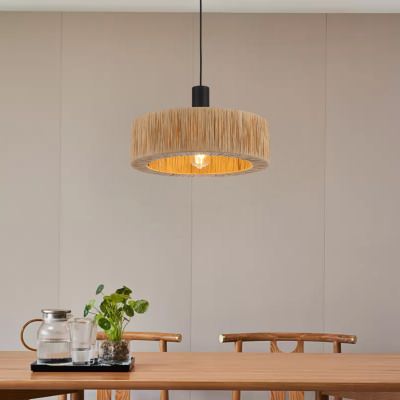 Katrin Iron & Raffia Pendant Light