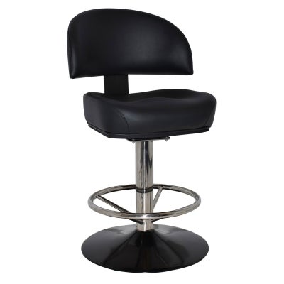 Macau Commercial Grade Vinyl Gaming Stool, Disc Base, Black / Silver