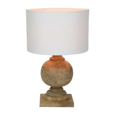 Coach Timber Base Table Lamp, Natural / White