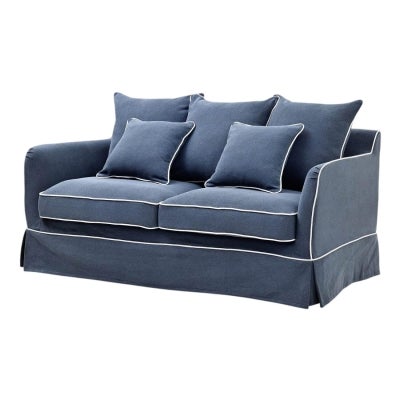 Noosa Fabric Slipcover Sofa Bed with Memory Foam Mattress, 2 Seater / King Single, Navy