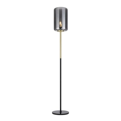Korova Marble & Metal Base Floor Lamp, Black / Brass / Smoke