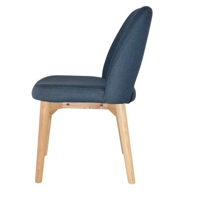 Albury Commercial Grade Gravity Fabric Dining Chair, Timber Leg, Denim / Natural