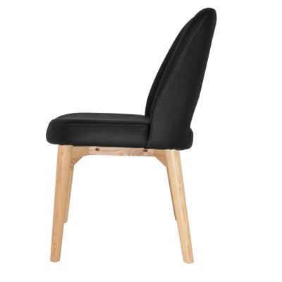 Albury Commercial Grade Vinyl Dining Chair, Timber Leg, Black / Natural