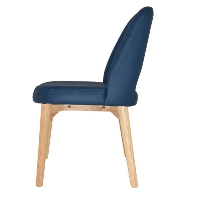 Albury Commercial Grade Vinyl Dining Chair, Timber Leg, Blue / Natural