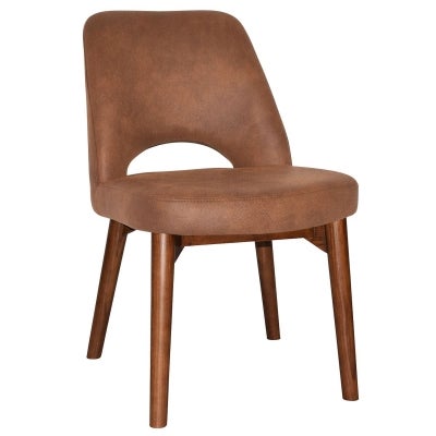 Albury Commercial Grade Eastwood Fabric Dining Chair, Timber Leg, Tan / Light Walnut