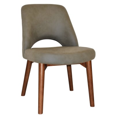 Albury Commercial Grade Pelle / Benito Fabric Dining Chair, Timber Leg, Sage / Light Walnut