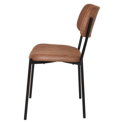 Kansas Commercial Grade Eastwood Fabric & Steel Dining Chair, Tan / Black