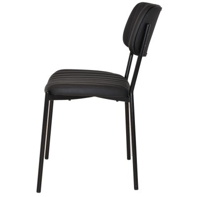Kansas Commercial Grade Vinyl & Steel Dining Chair, Black / Black