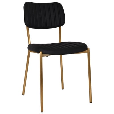 Kansas Commercial Grade Vinyl & Stainess Steel Dining Chair, Black / Brass