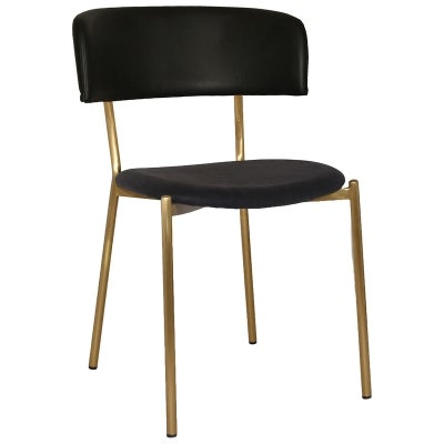 Lugano Commercial Grade Vinyl Dining Chair, Black / Brass