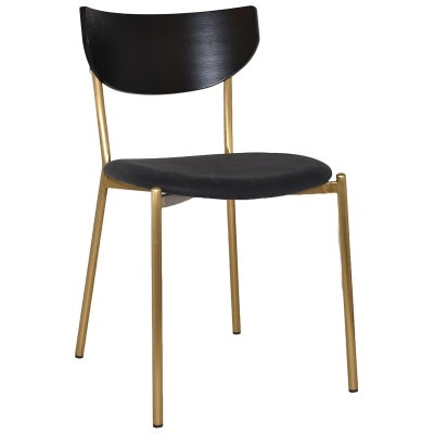 Marco Commercial Grade Stainess Steel Dining Chair, Vinyl Seat, Black / Brass