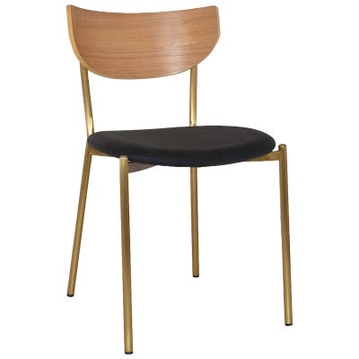 Marco Commercial Grade Stainess Steel Dining Chair, Vinyl Seat, Natural / Brass