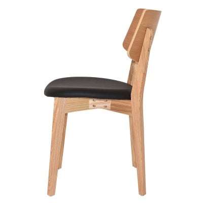 Phoenix Commercial Grade Timber Dining Chair, Timber Back & Vinyl Seat, Natural / Black