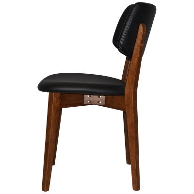 Phoenix Commercial Grade Timber Dining Chair, Vinyl Back & Seat, Black / Light Walnut