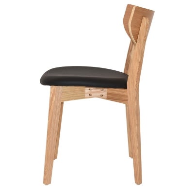 Rialto Commercial Grade Timber Dining Chair, Vinyl Seat, Natural / Black