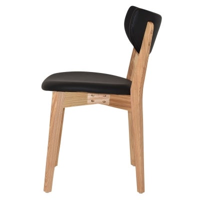 Rialto Commercial Grade Timber Dining Chair, Vinyl Back & Seat, Natural / Black