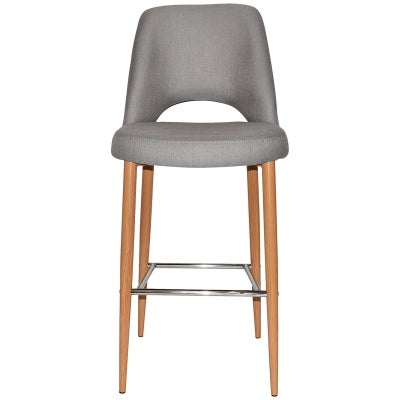 Albury Commercial Grade Gravity Fabric Bar Stool, Metal Leg, Steel / Light Oak