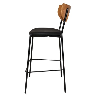 Marco Commercial Grade Steel Bar Stool, Vinyl Seat, Light Oak / Black