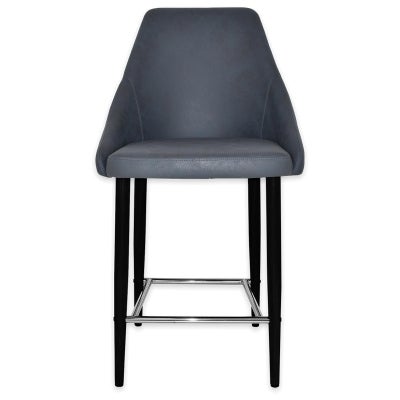 Stockholm Commercial Grade Pelle Fabric Counter Stool, Metal Leg, Navy / Black