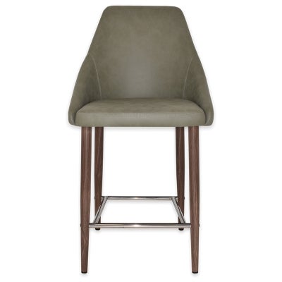 Stockholm Commercial Grade Pelle Fabric Counter Stool, Metal Leg, Sage / Light Walnut