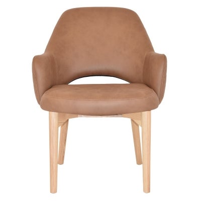 Albury Commercial Grade Pelle / Benito Fabric Tub Chair, Timber Leg, Tan / Natural